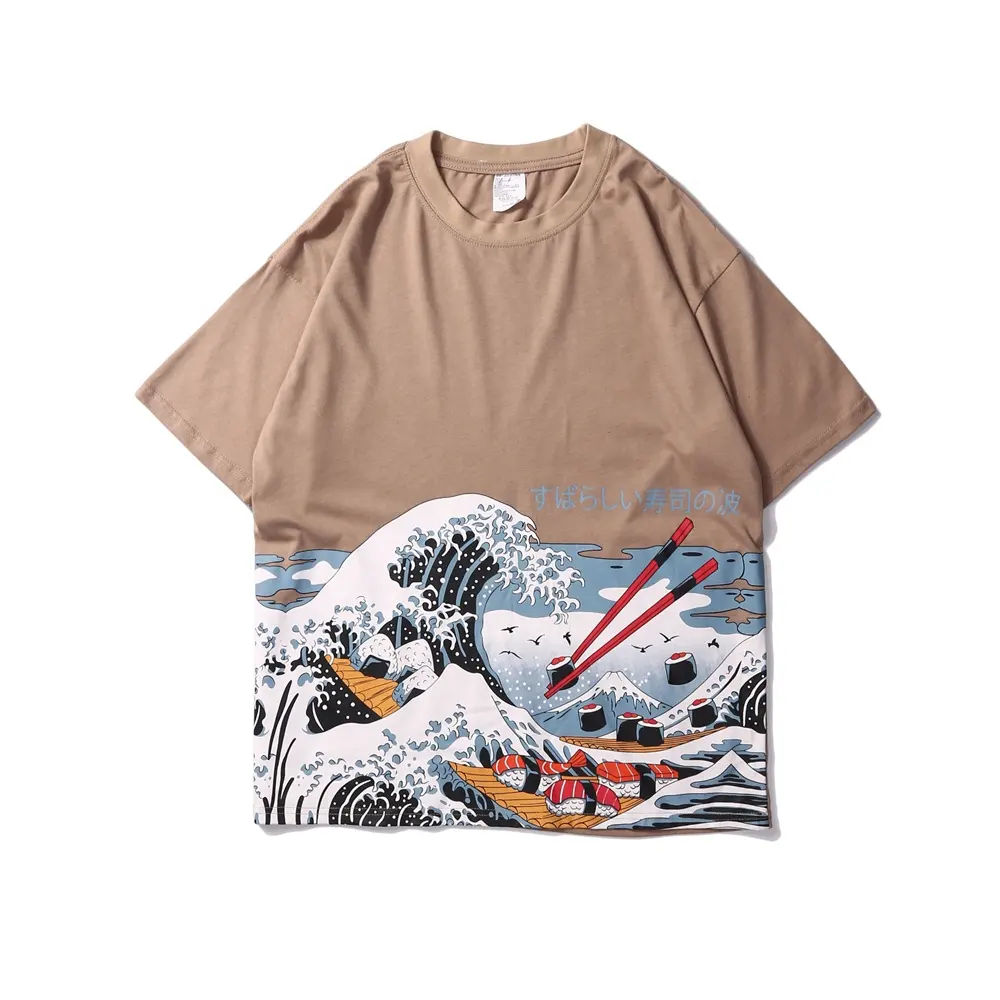 Camiseta personalizada de alta calidad para hombre, ropa de calle japonesa de manga corta de algodón de gran tamaño