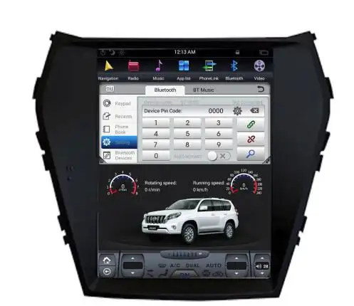 UPsztec 10,4 "IPS pantalla 2GB de RAM Android 7,1 Tesla de pantalla Vertical multimedia para coche Hyundai IX45 para Santa Fe 2013-2018