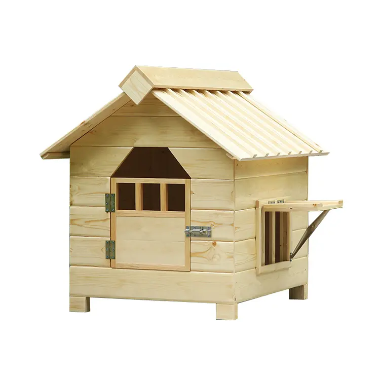 Decoration Waterproof Solid Pinewood Outdoor Wooden Dog House