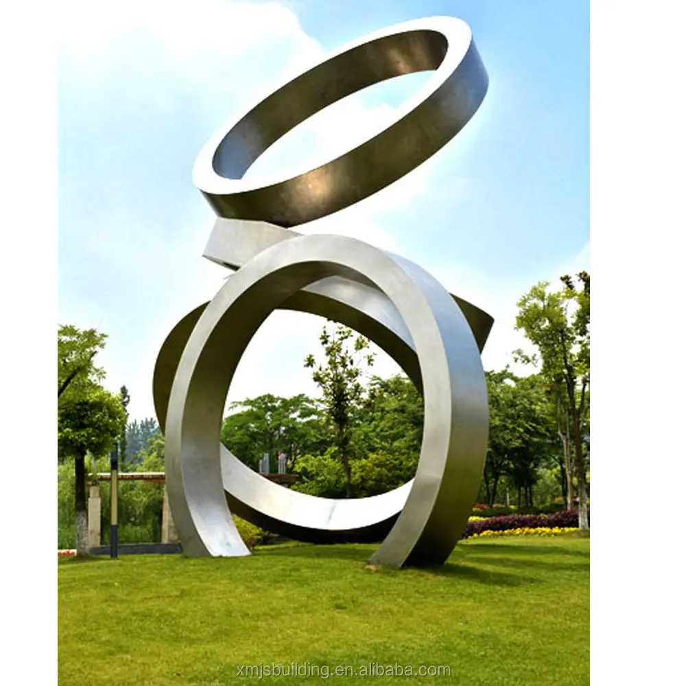 Escultura abstracta de Arte de decoración moderna para exteriores, escultura redonda de acero inoxidable de Metal
