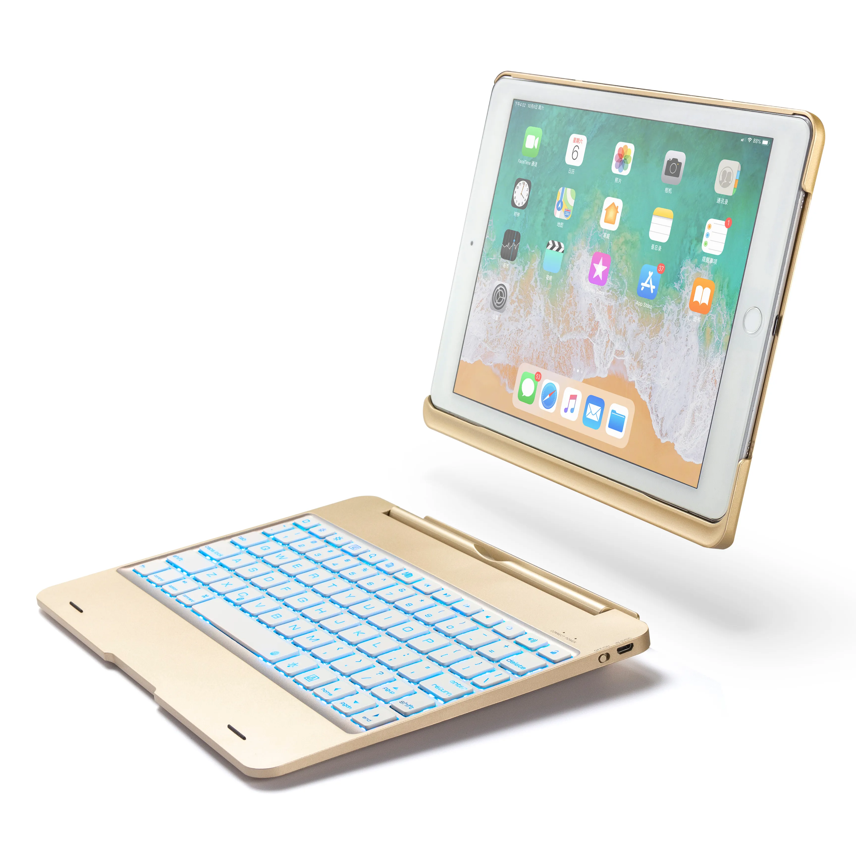 Nieuwe ontwerp Fabriek prijs BT Draadloze Opvouwbare Toetsenbord, Mini Opvouwbare RGB Wireless Keyboard case voor ipad 9.7
