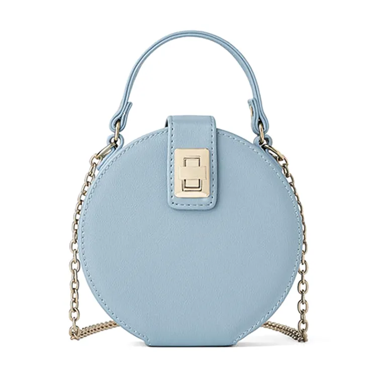 Latest ladies shoulder bags blue snakeskin round bags with chain high quality PU custom brand women 's crossbody bag