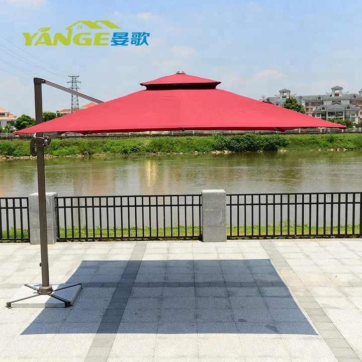 Furnitur Luar Ruangan Taman Payung Bali dengan Dasar Marmer
