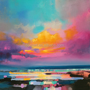 Modern Style Hand-Painted <strong>Monet</strong> Inspired Canvas Painting Red Sky Sea with Boat Wall Art for Home Decor - Product Image 5