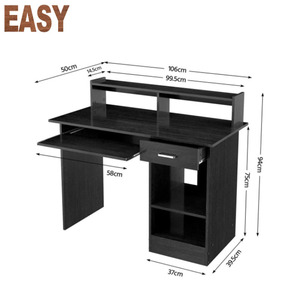 Escritorio sencillo de madera para ordenador, estante de almacenamiento para ordenador portátil, mesa de escritorio para espacios pequeños, color negro - Product Image 4