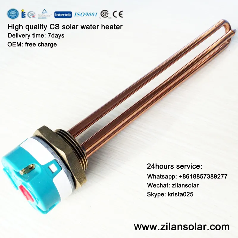 Thermostatic electric heater for solar hot water heater