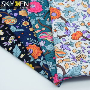 กว่างโจว Zhongda ตลาดสิ่งทอฝ้าย Skygen พร้อมสต็อกธรรมดาผ้าฝ้าย100% พิมพ์ลายดอกไม้ผ้าเสื้อผ้า - Product Image 1