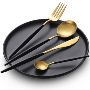 Wedding <strong>Restaurant</strong> <strong>18</strong>/<strong>8</strong> Stainless Steel Cutipol <strong>Flatware</strong> Set Gold and Black Luxury Cutlery Set - Product Image 1