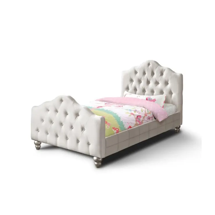 Cama de princesa rosa em couro pu