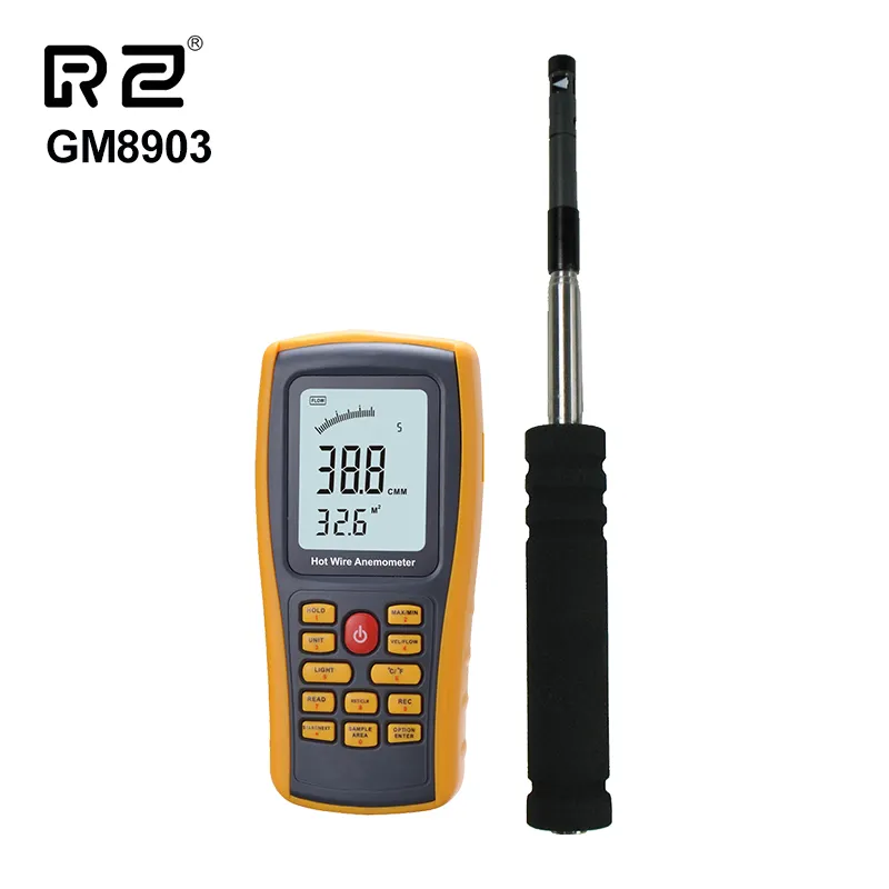 Anemómetro, medidor de velocidad del viento, herramienta de mano, instrumento de medición de temperatura, interfaz USB RZ GM8903