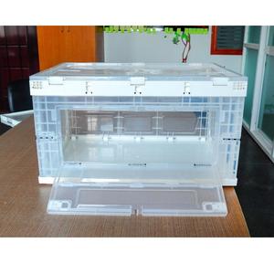 Boneca de plástico transparente aberta fácil, ferramenta dobrável para caminhão, recipiente de caixas empilhável com tampa