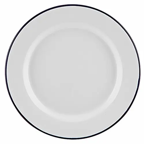 20cm Enamel camping Plate with black rim Round Pie Dish