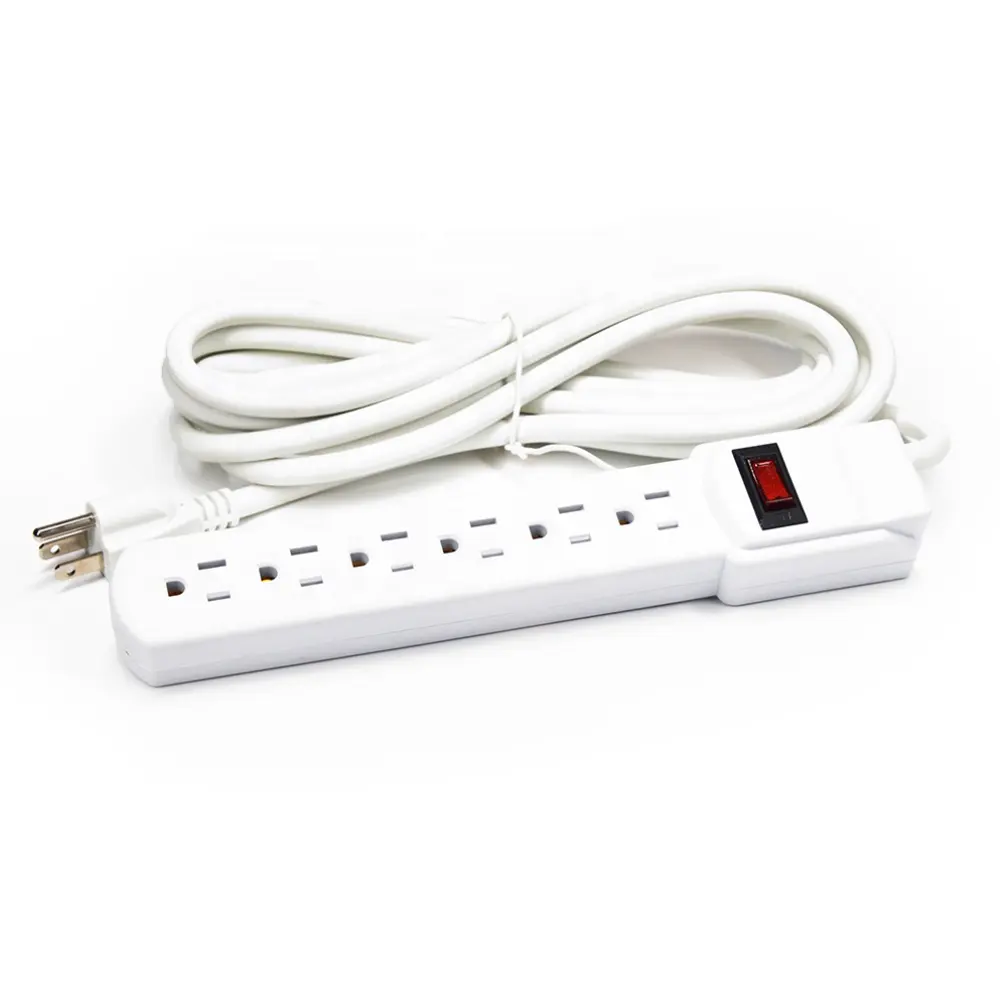 6-Outlet Surge Protector Power Strip 1-Pack  Overload Protection  12-Foot Cord  900 Joule -White 15A 125V Copper Conductor Plug