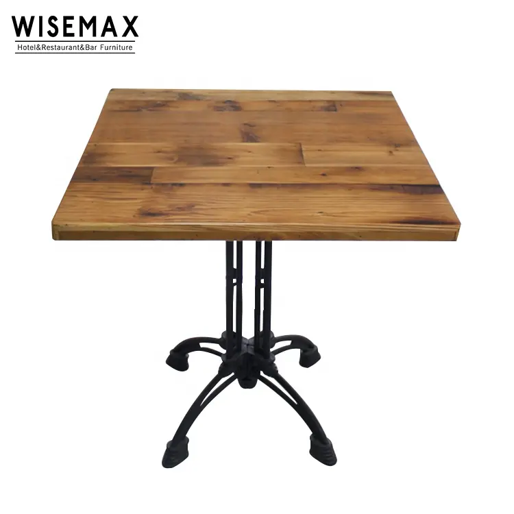 WISEMAX FURNITURE Modern industrial designs new model small square dining table restaurant solid wood table top for sale