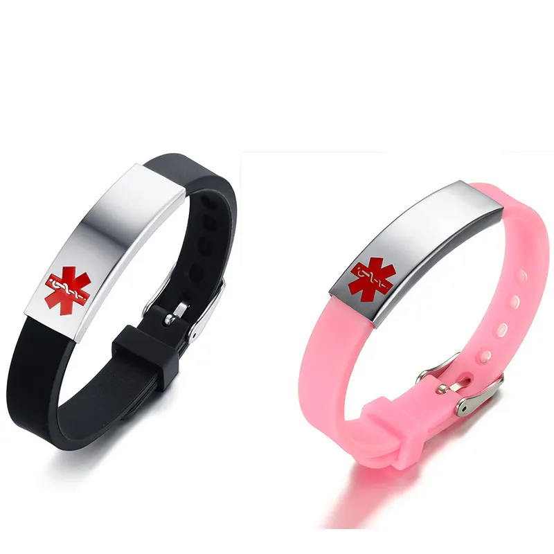 Titane réglable en silicone logo bracelet d'identification médicale