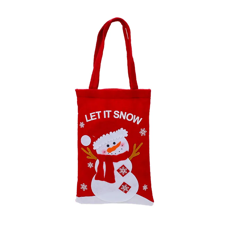 Bolsa de dulces de regalo de Navidad, roja, no tejida, decoración de Navidad, bolso de mano para niños