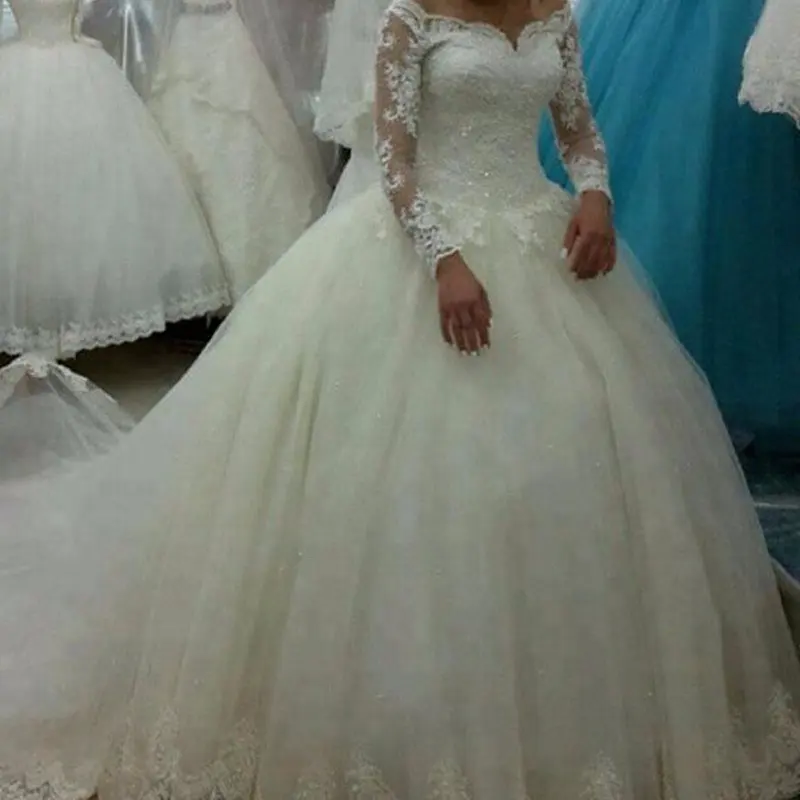 Vestido De Novia De manga larga con apliques De encaje, XN1818, 2022