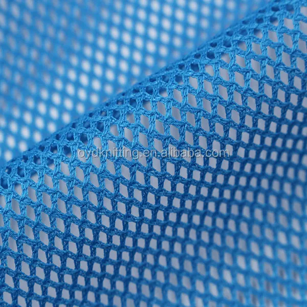 Tricot โพลีเอสเตอร์ระบายอากาศสีฟ้า/สีเหลืองกีฬาซับใน2*2ผ้าตาข่าย