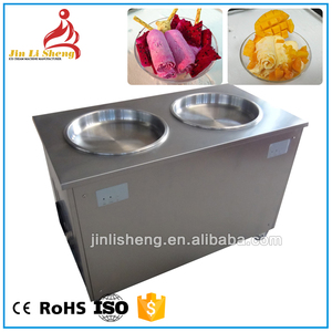 Double Pan <span class=keywords><strong>Instant</strong></span> Icecream Ice Roll Thái Lan Stir Fry Máy Làm Kem Chiên Máy Làm Kem Cuộn W/Topping Container - Product Image 5