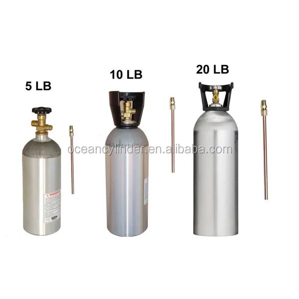 1.67L/3.34L/6.7L/10L/12L/13.4L Standard DOT3AL Alluminio CO2 cilindro di carta per bevande. Lega di 6061 Cilindri In Alluminio