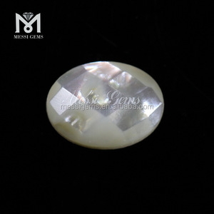 Briolette düz taban Oval 10X14mm anne inci Kabuk