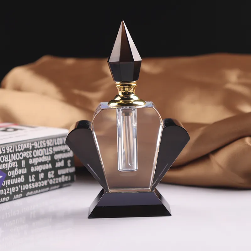 Garrafa de perfume de cristal de luxo, garrafa preta transparente para homens e mulheres