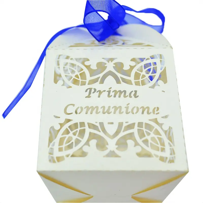 Taglio laser di disegno di Prima comunione religiosa croce cristiana di preghiera battesimo decorazioni dare via scatola di favore di regalo porta box