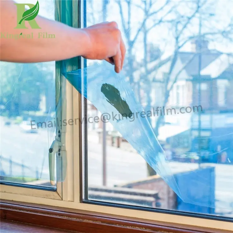 Прозрачная синяя самоклеящаяся защитная пленка для стекла и окон
