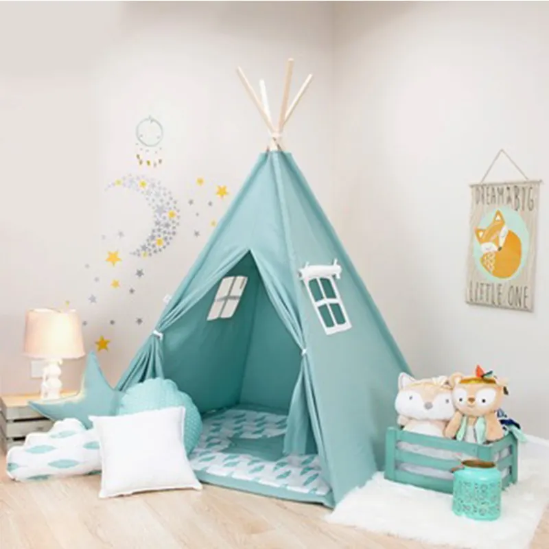 El işi Teepee oyun çadırı çocuklar kapalı açık Playhouse çocuk kızılderili çadırı