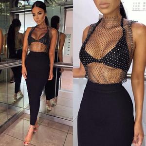 Hot Sale Fischernetz Bohren Sexy Shirt Tops Weibliche Sommer bluse Frauen Clubwear Hollow Out Crop Top E83116