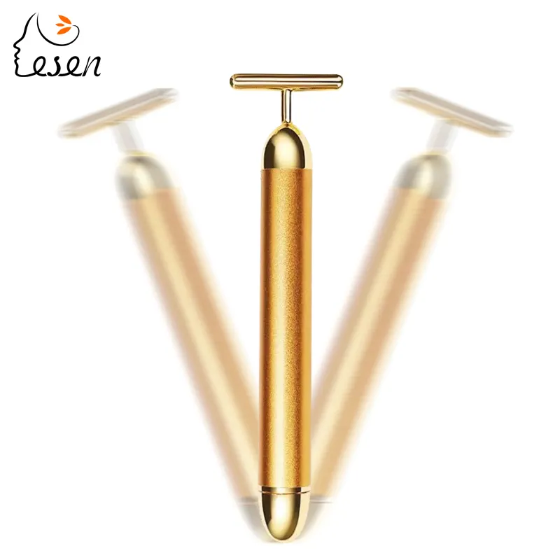 New Products Handy Vibrating Facial Massager 24k Gold Beauty Bar 6000 Rpm Sonic Micro Vibration Hand Held for Face ,body Massage