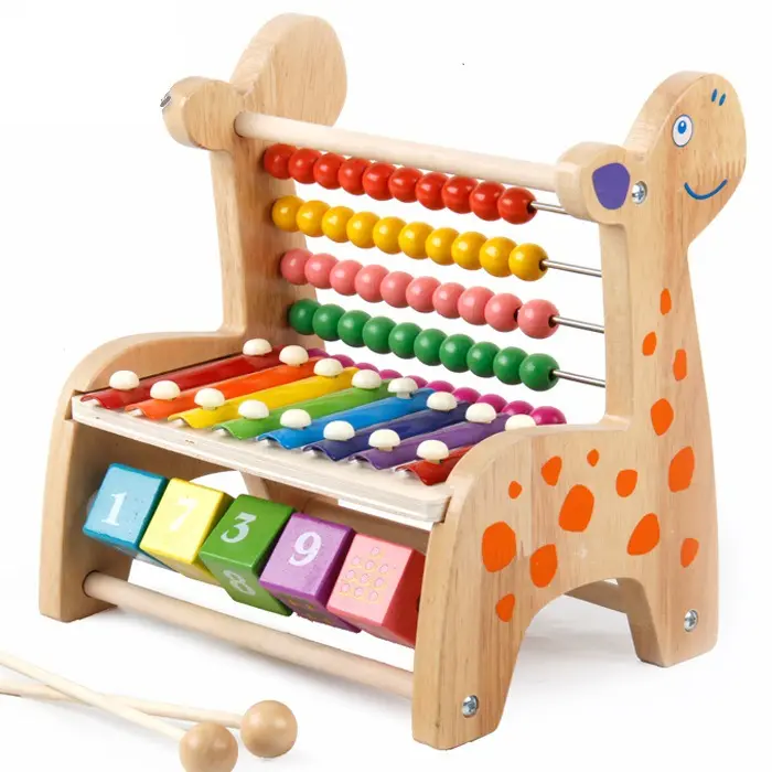 Educational Wooden bead counting abacus children's educational toys wooden hand knocking xylophone preschool calculation