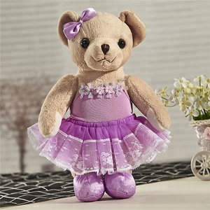 美しい紫色のドレステディベア人形ぬいぐるみチュチュスカート付き格安卸売カスタムぬいぐるみぬいぐるみ赤ちゃんテディベアぬいぐるみ