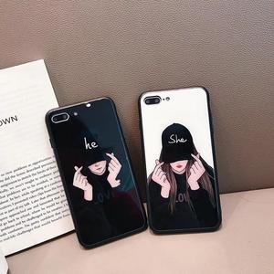 情侣恋爱设计为iphone XR 11 12 13 14 15 16豪华闪光钢化玻璃手机套 - Product Image 1