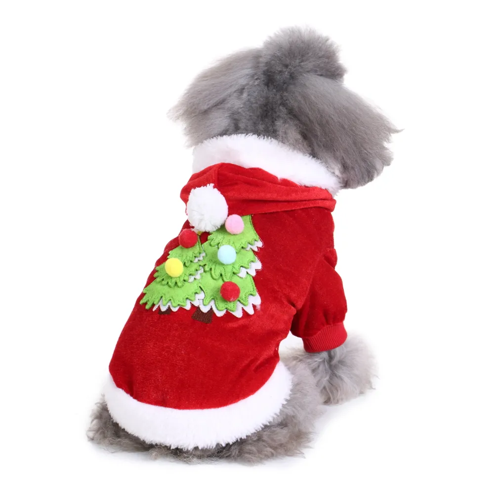 Disfraz de perro de Navidad, ropa roja para mascotas para invierno