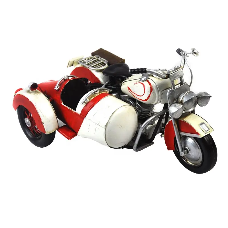 Vintage vintage สไตล์มอเตอร์ไซด์รุ่น 1:24 Scale Three - wheeler รถจักรยานยนต์โลหะศิลปะสะสม Craft Home Decor