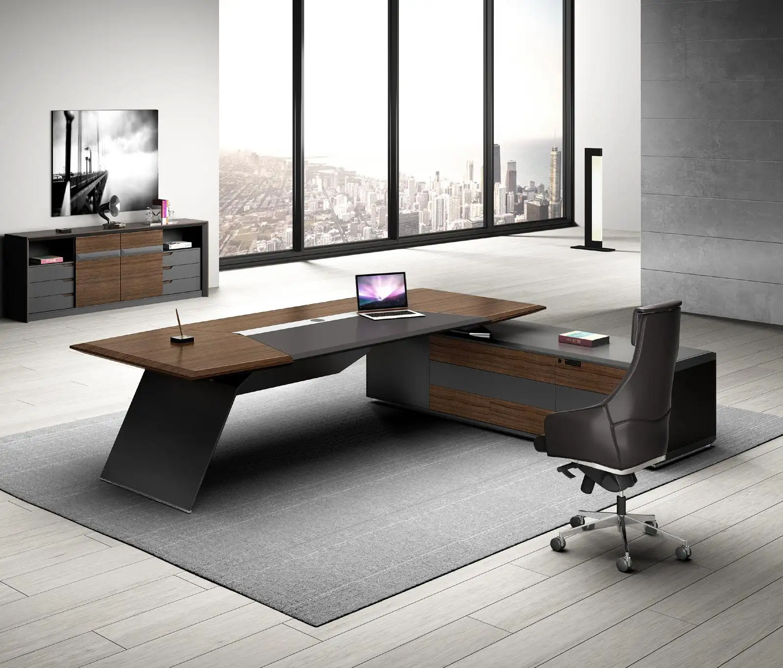 Итальянская современная офисная мебель 3,2 м, высококачественный Шпон, офисный стол руководителя для крупного босса