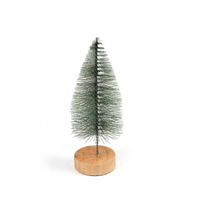 Mini árvores de Natal populares, pequenas árvores de pinho e sisal para decoração de mesa com pincel de garrafa