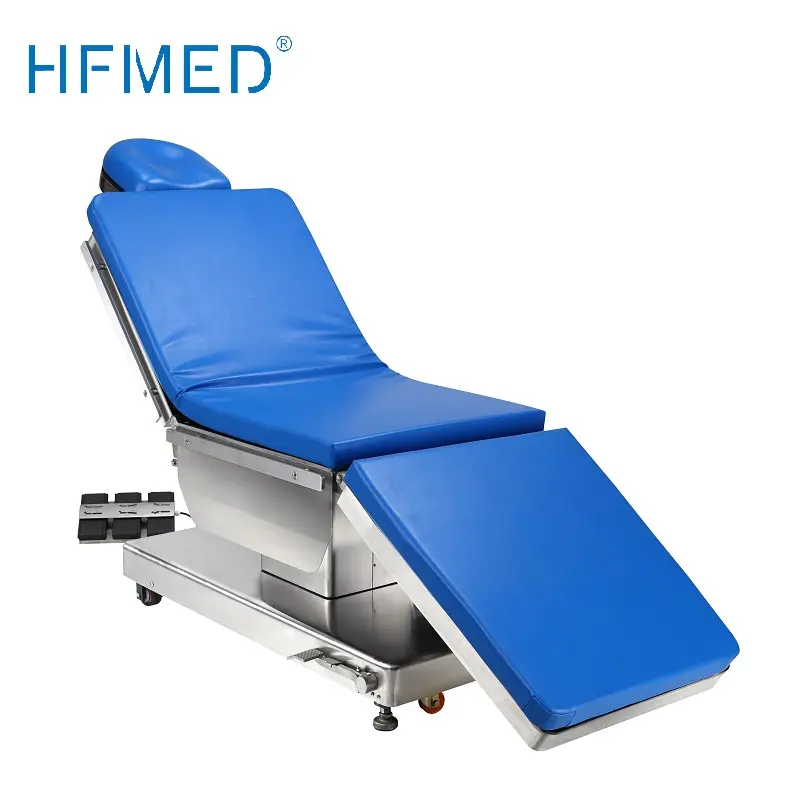 Table d'optométrie portable pour chirurgie des yeux, avec plateau d'instruments, table électrique, matelas bleu