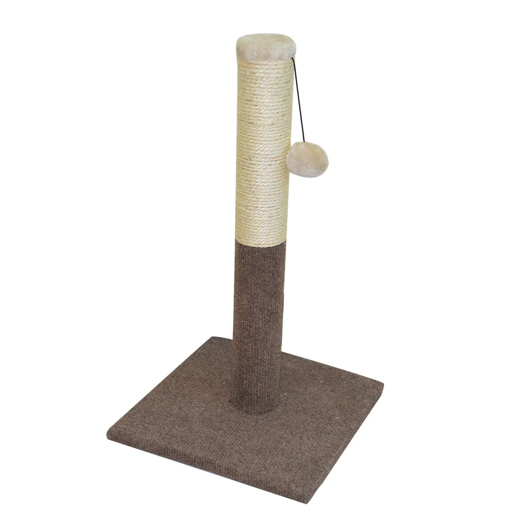 Wholesale Custom Sisal Cozy Simple Cat Tree Brown Cat Scratcher Post With Ball