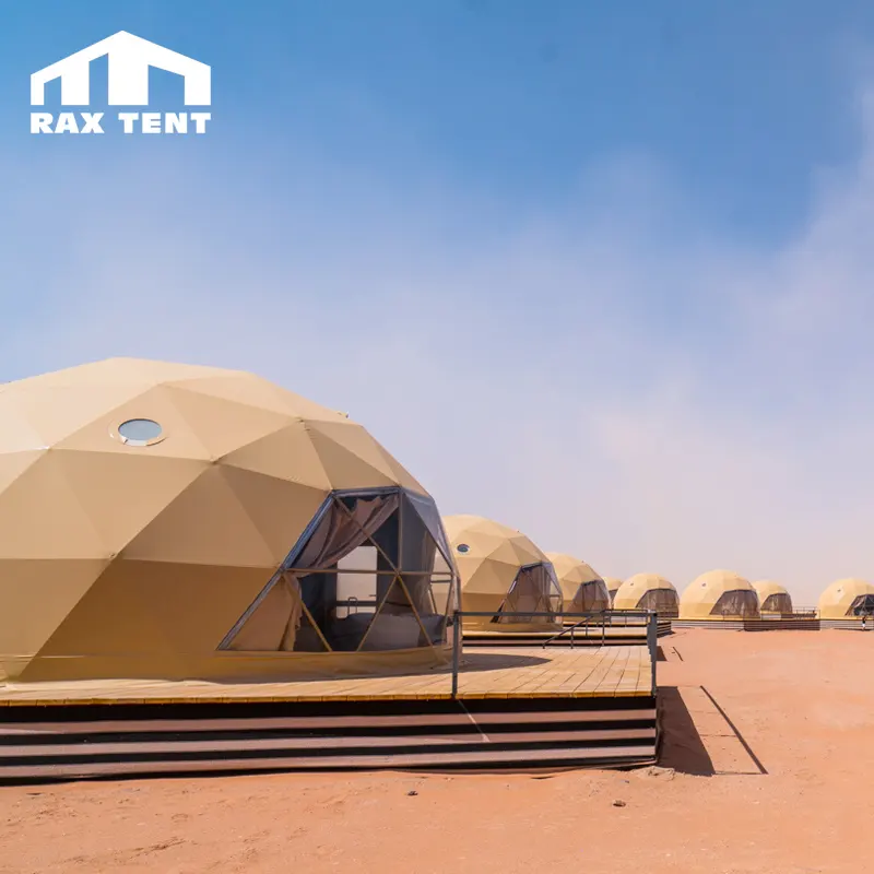 6 M बेज Glamping गुंबद तम्बू रिसॉर्ट तम्बू रेगिस्तान में बाथरूम के साथ गर्म बिक्री