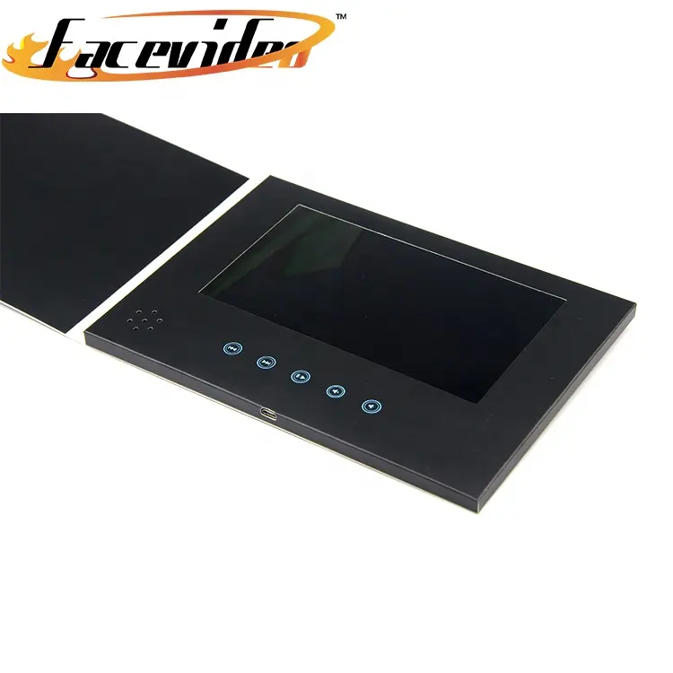 best seller wholesale A5 black paper advertising player 7 inch video music photo book LCD booklet business video brochure card