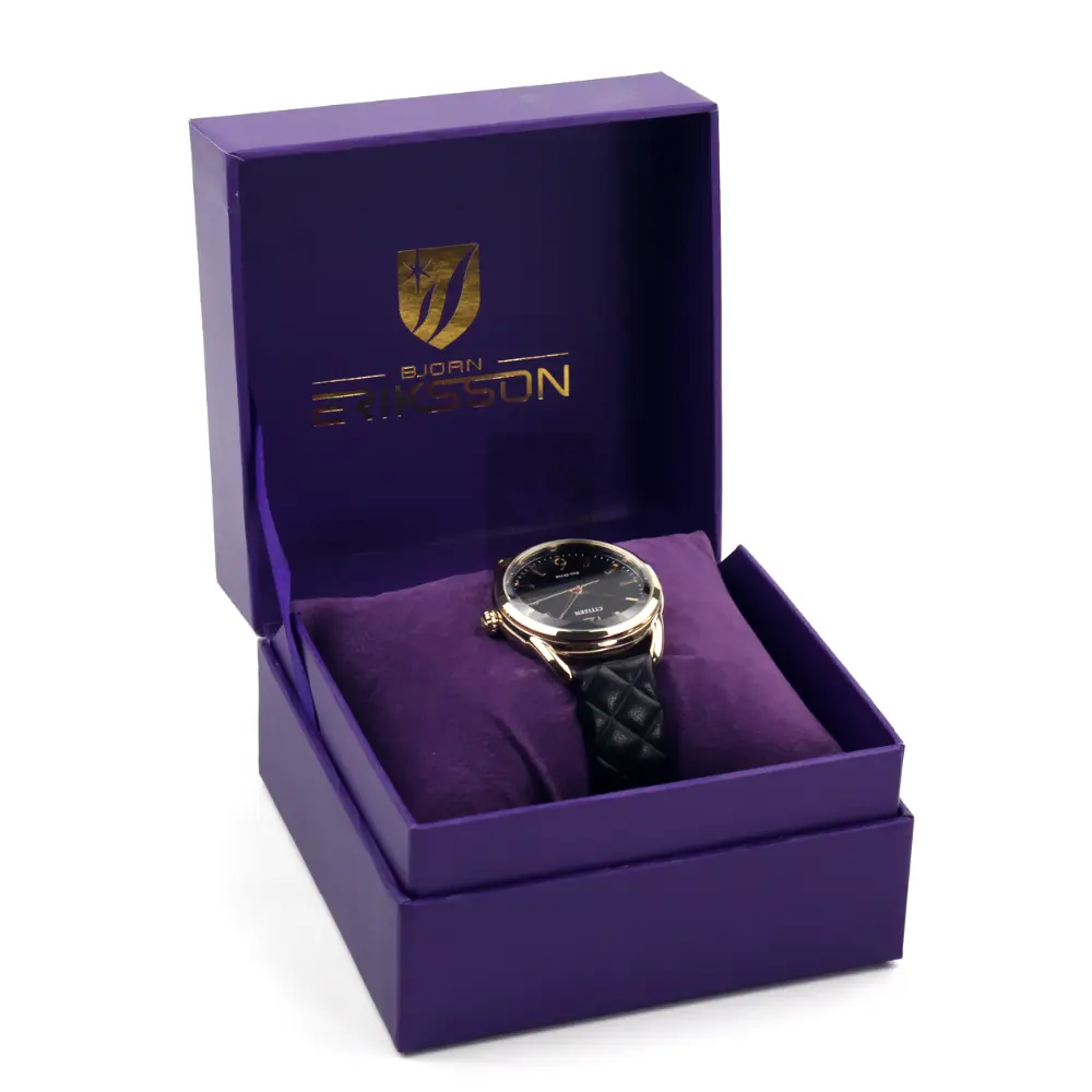 Kotak hadiah magnetis jam tangan bentuk persegi mewah kustom kotak kosmetik kertas seni dengan Perhiasan & Jam Tangan & kacamata cap Foil