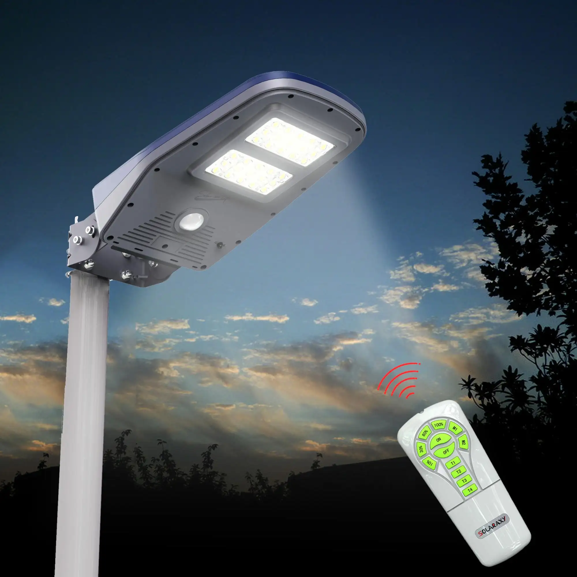 Thiết Kế Mới Năng Lượng Mặt Trời Powered Sạc Pin An Ninh Led Street Light Với Pir Motion Sensor