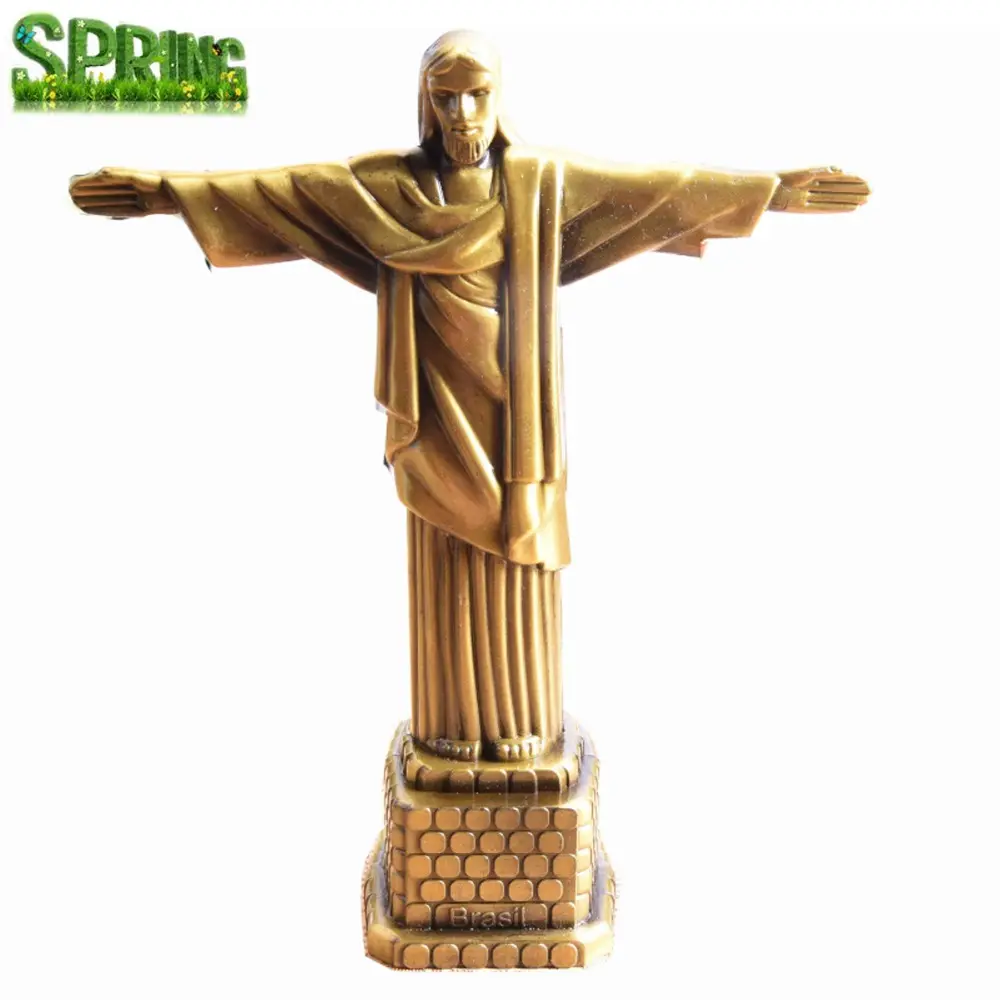 Nuovo modello in metallo Brasile Cristo Redentor Gesù Figurine Cristo redentore Statua di Gesù Cristo Statua