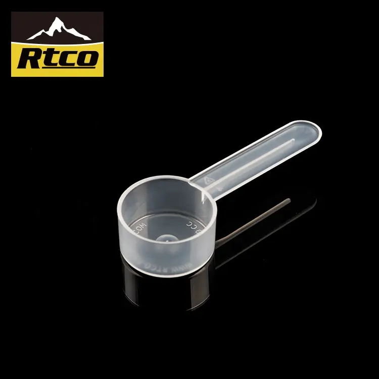 RTCO cuchara medidora de plástico blanco cucharada 10g 20ml proteína leche en polvo cuchara líquida cucharas, polvo de plástico personalizado