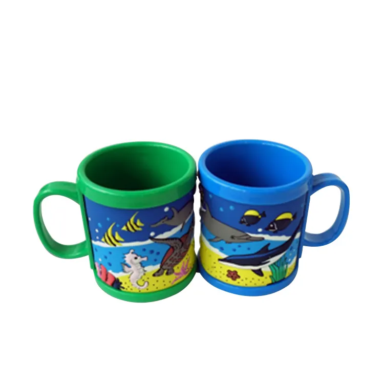 Caneca de silicone macia 3d de desenhos animados, caneca de plástico com gravação em 3d