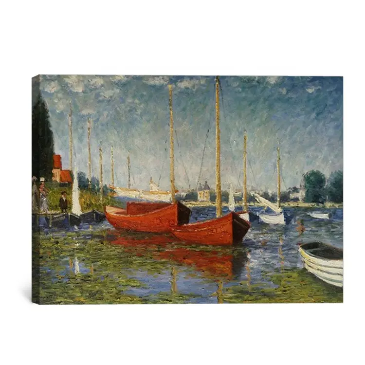יד צבוע קלוד מונה אדום סירות בargenteuil נוף ציור שמן רבייה