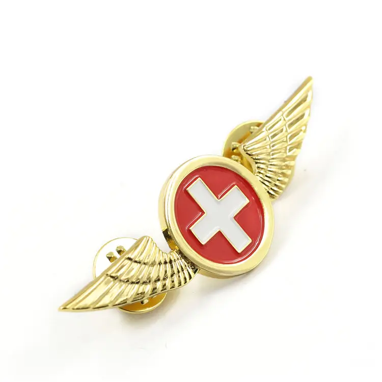 Ailes de pilote en émail, Logo personnalisé, épingles de revers, épingles d'aile d'ange en métal