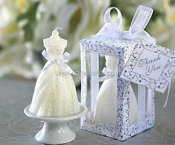 Personalized Gown White Wedding Dress Candle